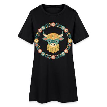 Cadeau de vache écossaise des Highlands, drôle mignon - Robe T-shirt Femme - noir - Devant