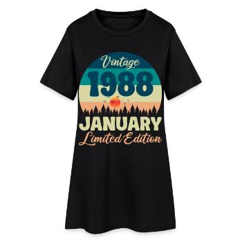 Anniversaire Janvier 1988 Cadeau Vintage Limited - Robe T-shirt Femme - noir - Devant