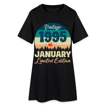 Anniversaire Janvier 1995 Cadeau Vintage Limited - Robe T-shirt Femme - noir - Devant