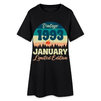 Anniversaire Janvier 1993 Cadeau Vintage Limited - Robe T-shirt Femme - noir - Devant