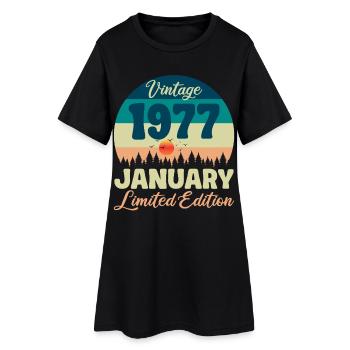 Anniversaire Janvier 1977 Cadeau Vintage Limited - Robe T-shirt Femme - noir - Devant