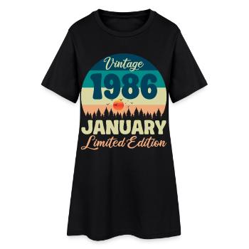 Anniversaire Janvier 1986 Cadeau Vintage Limited - Robe T-shirt Femme - noir - Devant