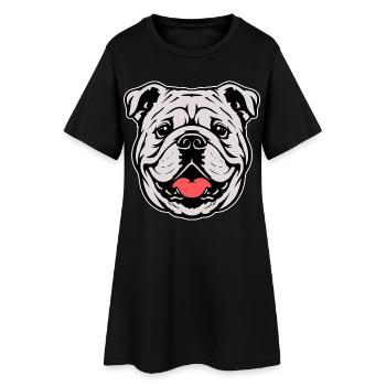 Bulldog Head Illustration - Women’s T-Shirt Dress - black - Front