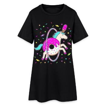 Mignon donut licorne pour son 6e anniversaire - Robe T-shirt Femme - noir - Devant