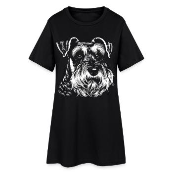 Schnauzer Line Style Portrait - Women’s T-Shirt Dress - black - Front