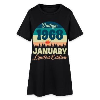 Anniversaire Janvier 1968 Cadeau Vintage Limited - Robe T-shirt Femme - noir - Devant