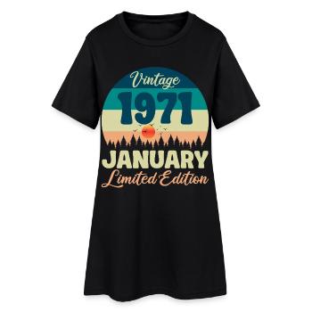 Geburtstag Januar 1971 Geschenk Vintage Limited - Frauen T-Shirt-Kleid - Schwarz - Vorne