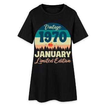 Anniversaire Janvier 1970 Cadeau Vintage Limited - Robe T-shirt Femme - noir - Devant
