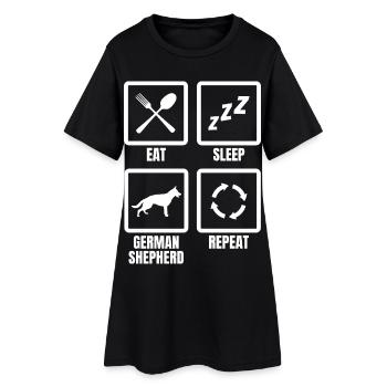Mange, dors, Berger allemand, répète - Robe T-shirt Femme - noir - Devant