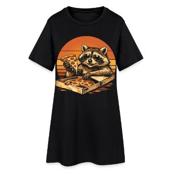 Idée de cadeau drôle pour Raccoon Eats Pizza - Robe T-shirt Femme - noir - Devant