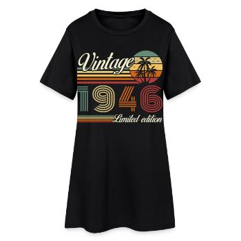 1946 Vintage Retro Birthday Gift - Women’s T-Shirt Dress - black - Front