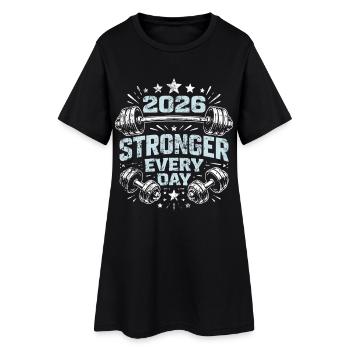Stronger every day | Sport | gute Vorsätze 2026 - Frauen T-Shirt-Kleid - Schwarz - Vorne