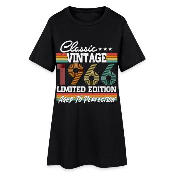 60th Birthday Gift Vintage 1966 Born - Women’s T-Shirt Dress - black - Front