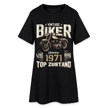 55e anniversaire cadeau Motocycliste janvier 1971 - Robe T-shirt Femme - noir - Devant