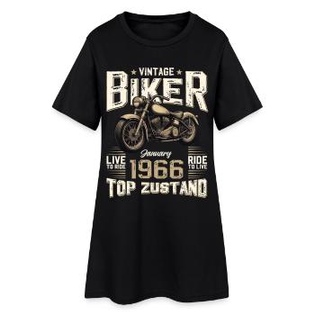 60th Birthday Gift Motorcyclist January 1966 - Women’s T-Shirt Dress - black - Front