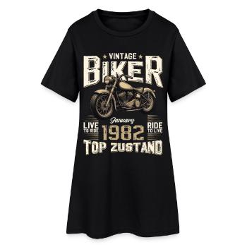 Cadeau du 44e anniversaire Motocycliste janvier 1982 - Robe T-shirt Femme - noir - Devant