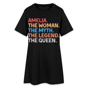 Amelia Die Frau Der Mythos Die Legende Die Königin - Frauen T-Shirt-Kleid - Schwarz - Vorne