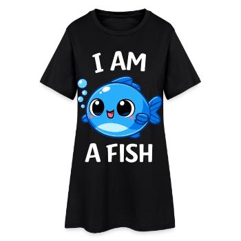 Costume de poisson Animal marin Poisson bleu Carnaval - Robe T-shirt Femme - noir - Devant