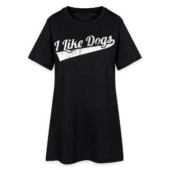 Ich mag Hunde - Frauen T-Shirt-Kleid - Schwarz - Vorne