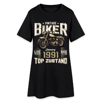 35th Birthday Gift Motorcyclist January 1991 - Women’s T-Shirt Dress - black - Front