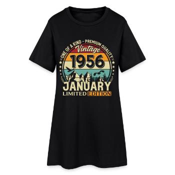 70e anniversaire Millésime de janvier 1956 - Robe T-shirt Femme - noir - Devant
