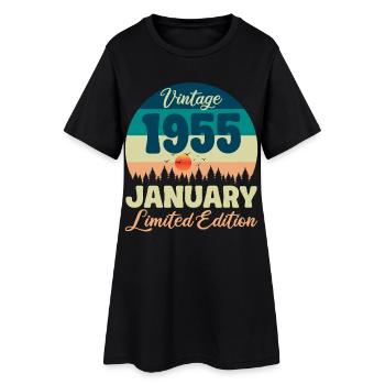 Anniversaire Janvier 1955 Cadeau Vintage Limited - Robe T-shirt Femme - noir - Devant