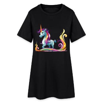 Rainbow Unicorn Color Streams - Women’s T-Shirt Dress - black - Front