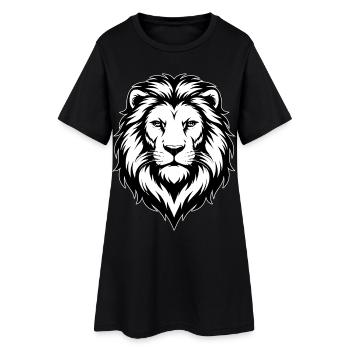Illustration de lion en noir et blanc - Robe T-shirt Femme - noir - Devant