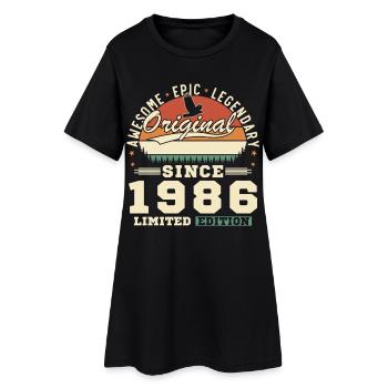 1986 Vintage Rétro Cadeau D'anniversaire - Robe T-shirt Femme - noir - Devant