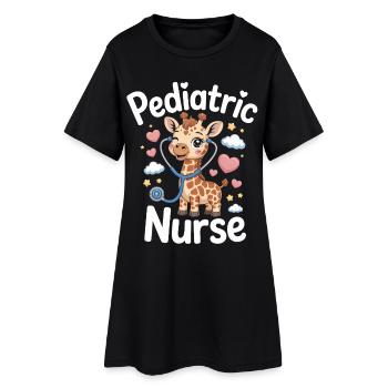 Infirmière pédiatrique en girafe - Robe T-shirt Femme - noir - Devant