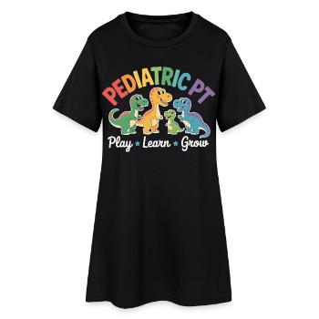 Pediatric PT Dino – Spielend Lernen - Frauen T-Shirt-Kleid - Schwarz - Vorne