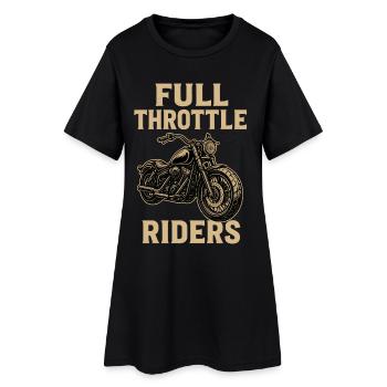Full Throttle Riders, Biker Motorcycle Motif - Women’s T-Shirt Dress - black - Front