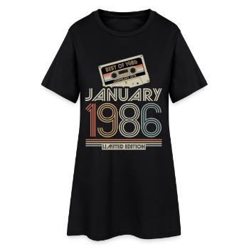 Legendary since January 1986, Retro, Geburtstag - Frauen T-Shirt-Kleid - Schwarz - Vorne