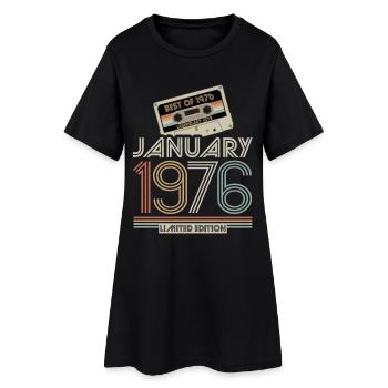 Legendary since January 1976, Retro, Geburtstag - Frauen T-Shirt-Kleid - Schwarz - Vorne