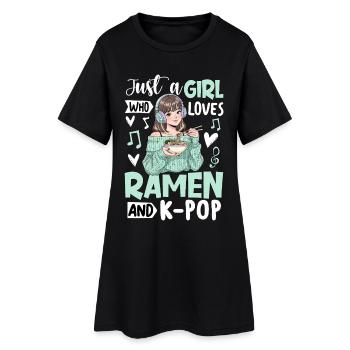 Just A Girl Who Loves Ramen And K-Pop - Women’s T-Shirt Dress - black - Front