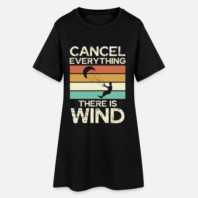 Cancel Everything There Is Wind - Frauen T-Shirt-Kleid - Schwarz