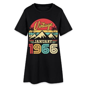 Januar 1966 Vintage-Retro-Geburtstagsgeschenk - Frauen T-Shirt-Kleid - Schwarz - Vorne