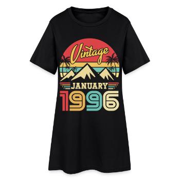 Januar 1996 Vintage-Retro-Geburtstagsgeschenk - Frauen T-Shirt-Kleid - Schwarz - Vorne