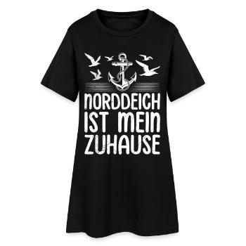 NORDDEICH EST MA MAISON VACANCES EN MER DU NORD Drôle - Robe T-shirt Femme - noir - Devant