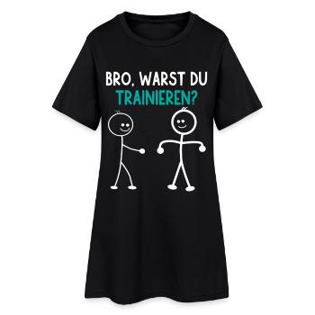 Strichmännchen WARST DU TRAINIEREN LUSTIG - Frauen T-Shirt-Kleid - Schwarz - Vorne