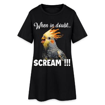 Dons créatifs : Porte-cacatoès et calopsitte - Robe T-shirt Femme - noir - Devant