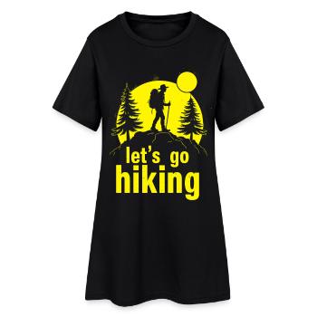 Let's go hiking Bergsteiger Wanderer Silhouette - Frauen T-Shirt-Kleid - Schwarz - Vorne