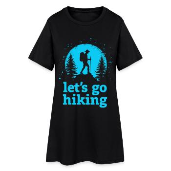 Let's go hiking Bergsteiger Wanderer Silhouette - Frauen T-Shirt-Kleid - Schwarz - Vorne