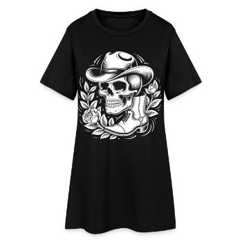 Cowboy squelette avec une couronne de feuilles - Robe T-shirt Femme - noir - Devant