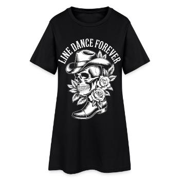 Lust for Life Skull with Flower Hat - Women’s T-Shirt Dress - black - Front