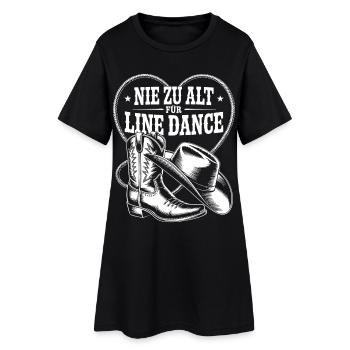 Nie zu alt für Line Dance - Frauen T-Shirt-Kleid - Schwarz - Vorne