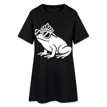 Frosch mit Krone und Sonnenbrille - Frauen T-Shirt-Kleid - Schwarz - Vorne