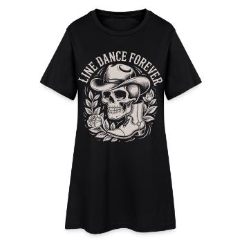 Skull with Cowboy Hat Line Dance Forever - Women’s T-Shirt Dress - black - Front
