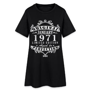 Anniversaire janvier 1971 Cadeau Vintage Limited - Robe T-shirt Femme - noir - Devant