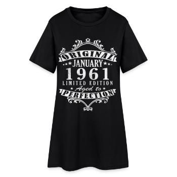 65e anniversaire Millésime janvier 1961 - Robe T-shirt Femme - noir - Devant